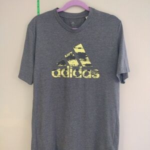 Adidas Gray and Yellow Men's Tee